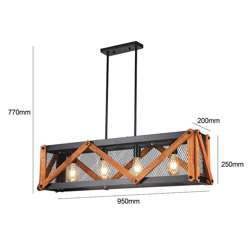 Lámpara Colgante Industrial Retro de Hierro – Diseño Rectangular, E27 - Ledinnova
