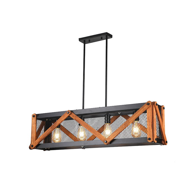 Lámpara Colgante Industrial Retro de Hierro – Diseño Rectangular, E27 - Ledinnova