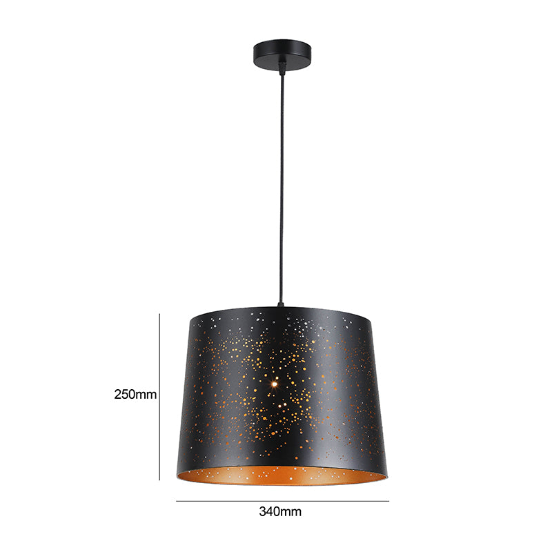 Lámpara Colgante Moderna – Metal Negro Calado con Diseño Cuadrícula E27 - Ledinnova