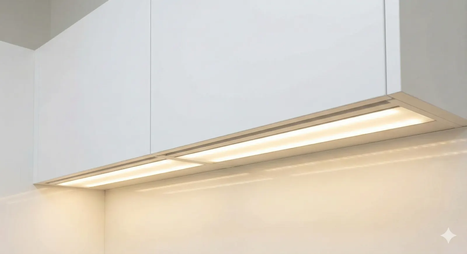Luz cálida bajo el mueble de cocina