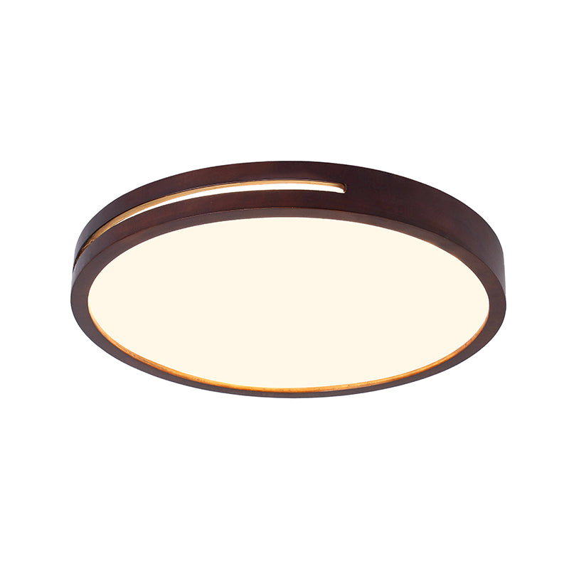 Lámpara de Techo Moderna LED Redonda de Madera Oscura con Control Remoto - Ledinnova