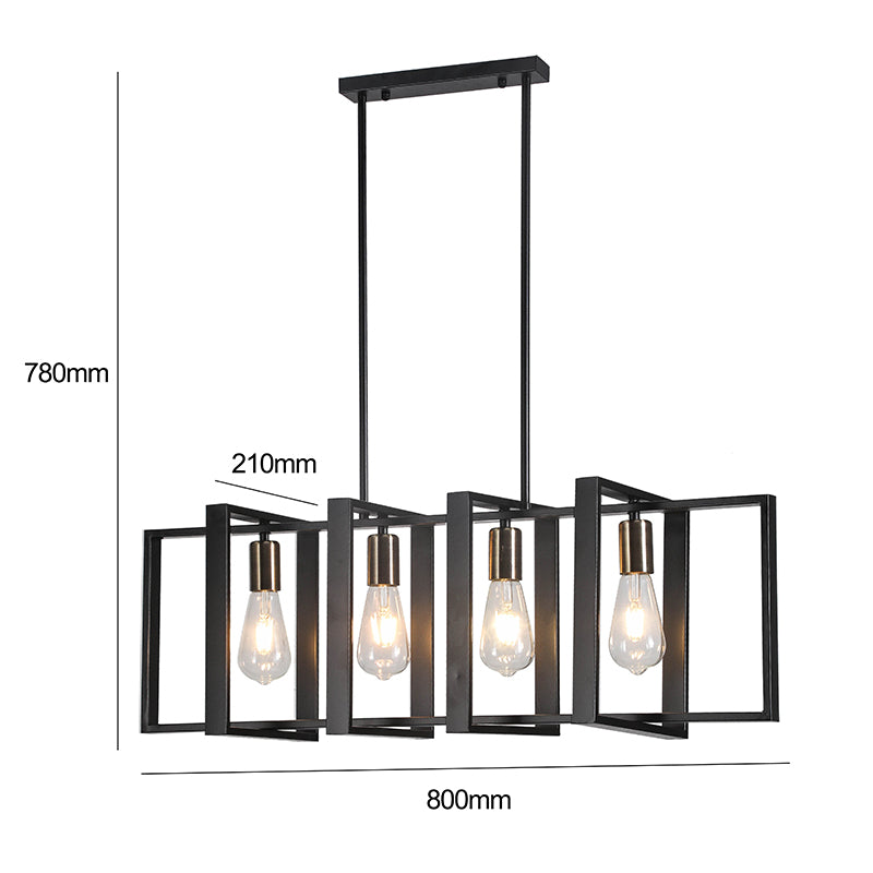 Lámpara Colgante Porta E27 x 4 Estilo Hierro - Ledinnova